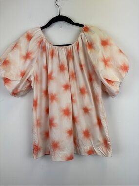 LEVI'S Women's AKIKO Puff Sleeve Blouse *Persimmon STARBURST -Sz Medium